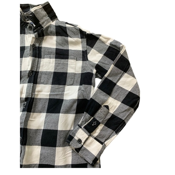 OLD NAVY Buffalo Textured Check Button Down Flannel Shirt Black/Ivory Boy 10-12Y - Picture 4 of 10